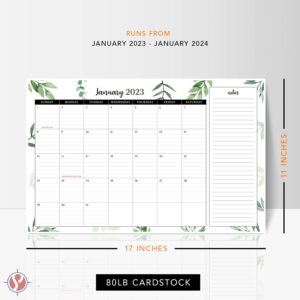 2023 Desk Year Calendar 17" x 11" Desktop or Wall Planner, Tear-Off Pad for Easy Planning, Includes a Notes Section To Do's for the Year of 2023