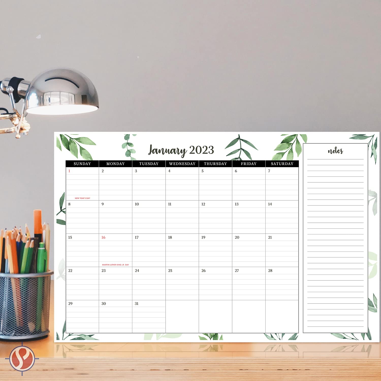 2023 Desk Year Calendar 17" x 11" Desktop or Wall Planner, Tear-Off Pad for Easy Planning, Includes a Notes Section To Do's for the Year of 2023