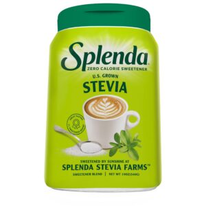 splenda stevia zero calorie sweetener, plant based sugar substitute granulated powder, 19 oz jar