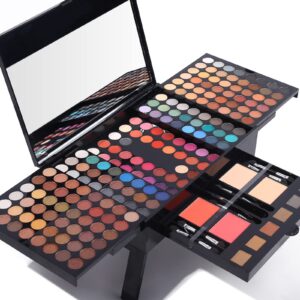 professional makeup kit for women with mirror all in one makeup gift set for teens 180 color eyeshadow palette 2 blush 2 powder 1 eyeliner 4 eyebrow make up sets matte shimmer mixing pallet eye shadow