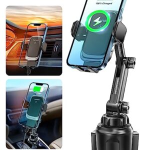 [Upgraded] TOPGO Cup Holder Phone Mount Wireless Charger,Universal Cell Phone Holder Car Charger Wireless-Charger-Cup-Phone-Holder Fast Charging for iPhone11/11 Pro/11 Pro Max, Samsung Galaxy Black