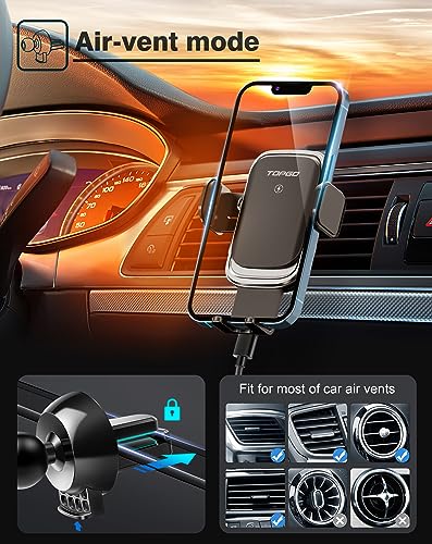 [Upgraded] TOPGO Cup Holder Phone Mount Wireless Charger,Universal Cell Phone Holder Car Charger Wireless-Charger-Cup-Phone-Holder Fast Charging for iPhone11/11 Pro/11 Pro Max, Samsung Galaxy Black