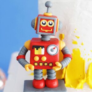 JeVenis Robot Cake Topper Robot Happy Birthday Cake Decoration Gear Cake Topper