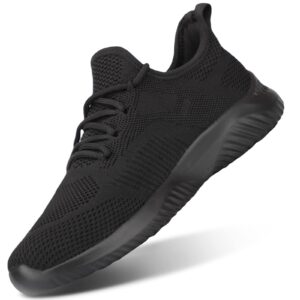 slip on sneakers for women-fashion sneakers walking shoes non slip lightweight breathable mesh running shoes comfortable all black 9