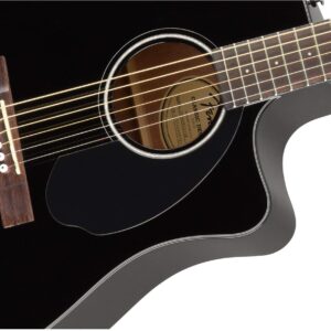 Fender CD-60SCE Solid Top Dreadnought Acoustic-Electric Guitar - Black Bundle with Hard Case, Instrument Cable, Tuner, Strap, Strings, Picks, and Austin Bazaar Instructional DVD