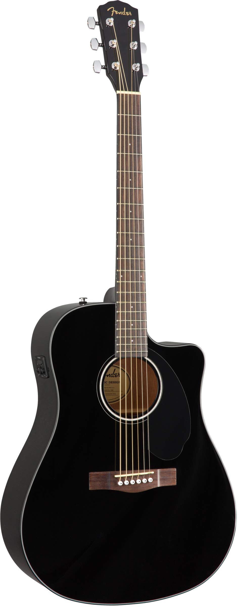 Fender CD-60SCE Solid Top Dreadnought Acoustic-Electric Guitar - Black Bundle with Hard Case, Instrument Cable, Tuner, Strap, Strings, Picks, and Austin Bazaar Instructional DVD