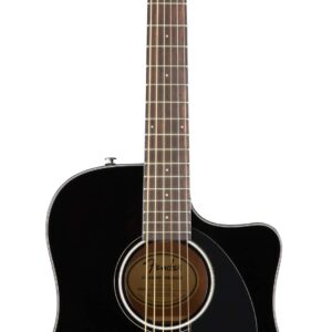 Fender CD-60SCE Solid Top Dreadnought Acoustic-Electric Guitar - Black Bundle with Hard Case, Instrument Cable, Tuner, Strap, Strings, Picks, and Austin Bazaar Instructional DVD