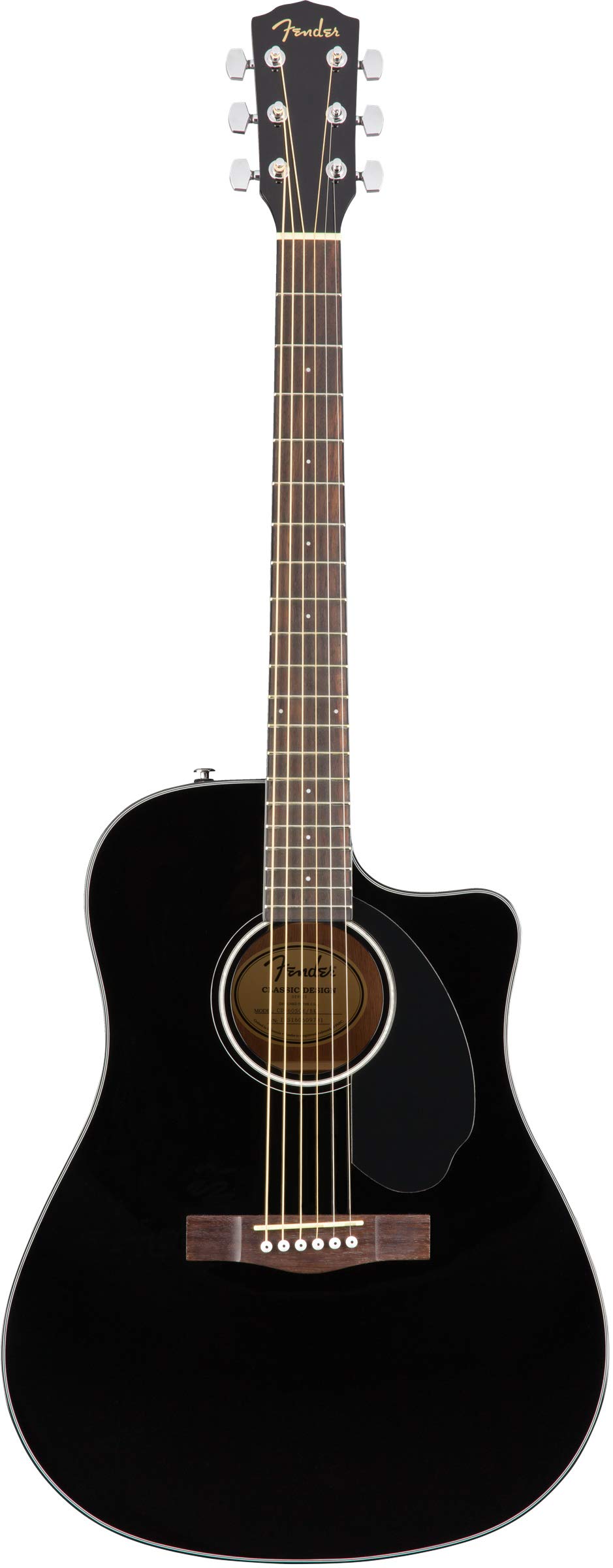 Fender CD-60SCE Solid Top Dreadnought Acoustic-Electric Guitar - Black Bundle with Hard Case, Instrument Cable, Tuner, Strap, Strings, Picks, and Austin Bazaar Instructional DVD