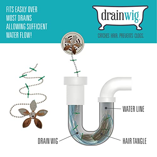 DrainWig Shower, Sink, and Bathtub Disposable Drain Hair Stopper As Seen On Shark Tank, Flower, Silver, 4 Pack