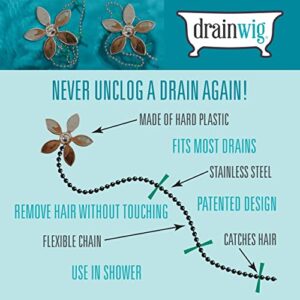 DrainWig Shower, Sink, and Bathtub Disposable Drain Hair Stopper As Seen On Shark Tank, Flower, Silver, 4 Pack