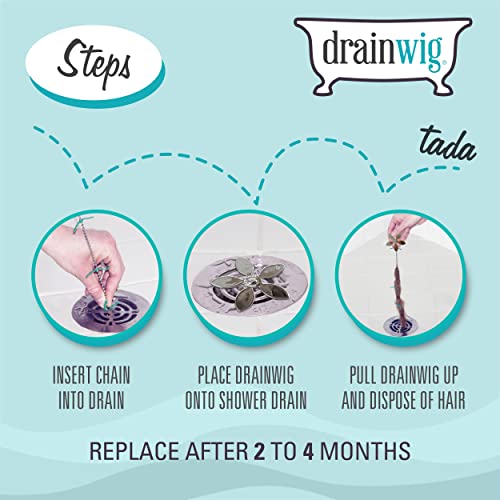 DrainWig Shower, Sink, and Bathtub Disposable Drain Hair Stopper As Seen On Shark Tank, Flower, Silver, 4 Pack