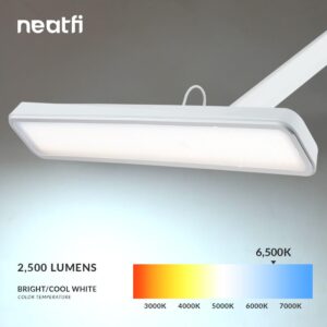 Neatfi XL 2,500 Lumens LED Task Lamp, 30W Super Bright Desk Lamp with Clamp, 162 Pcs SMD LED, Eye-Caring LED Lamp (Non-CCT, White)
