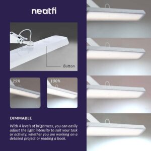Neatfi XL 2,500 Lumens LED Task Lamp, 30W Super Bright Desk Lamp with Clamp, 162 Pcs SMD LED, Eye-Caring LED Lamp (Non-CCT, White)