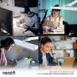 Neatfi XL 2,500 Lumens LED Task Lamp, 30W Super Bright Desk Lamp with Clamp, 162 Pcs SMD LED, Eye-Caring LED Lamp (Non-CCT, White)