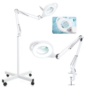 10x led magnifying lamp, 2200 lumen super bright stepless dimmable magnifying glass with light, 4.2'' real glass lens, adjustable metal swing arm magnifier lamp for esthetician,soldering,sewing,crafts