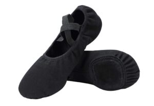 linodes dance shoes for girls stretch canvas split sole for women-black-9m