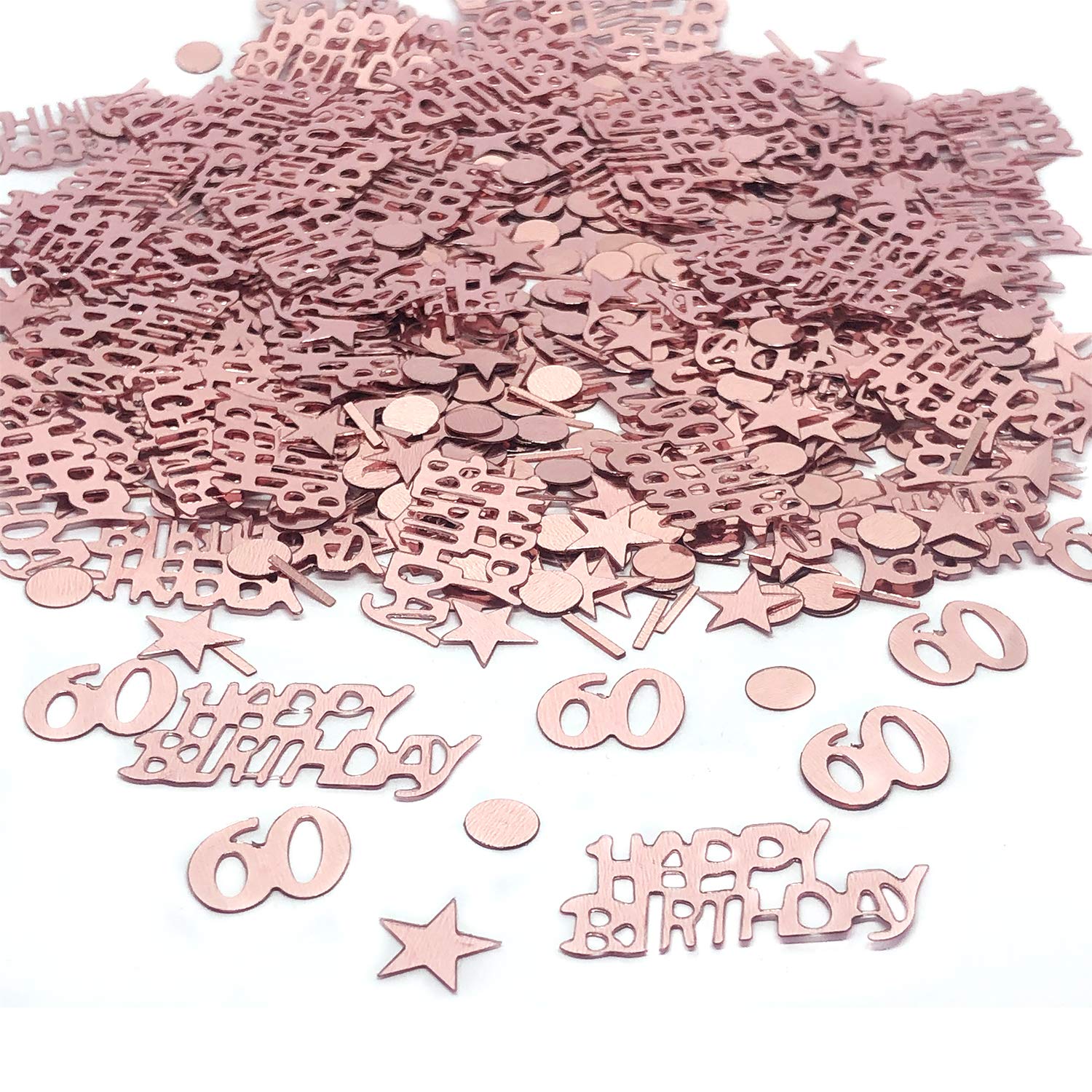 TFYU Happy Birthday Party Table Confetti - Twinkle Stars Foil Metallic Sequins Confetti and Special Events Table Scatters Decorations Confetti Decorations about 700pcs（Rose gold） (60 years old)