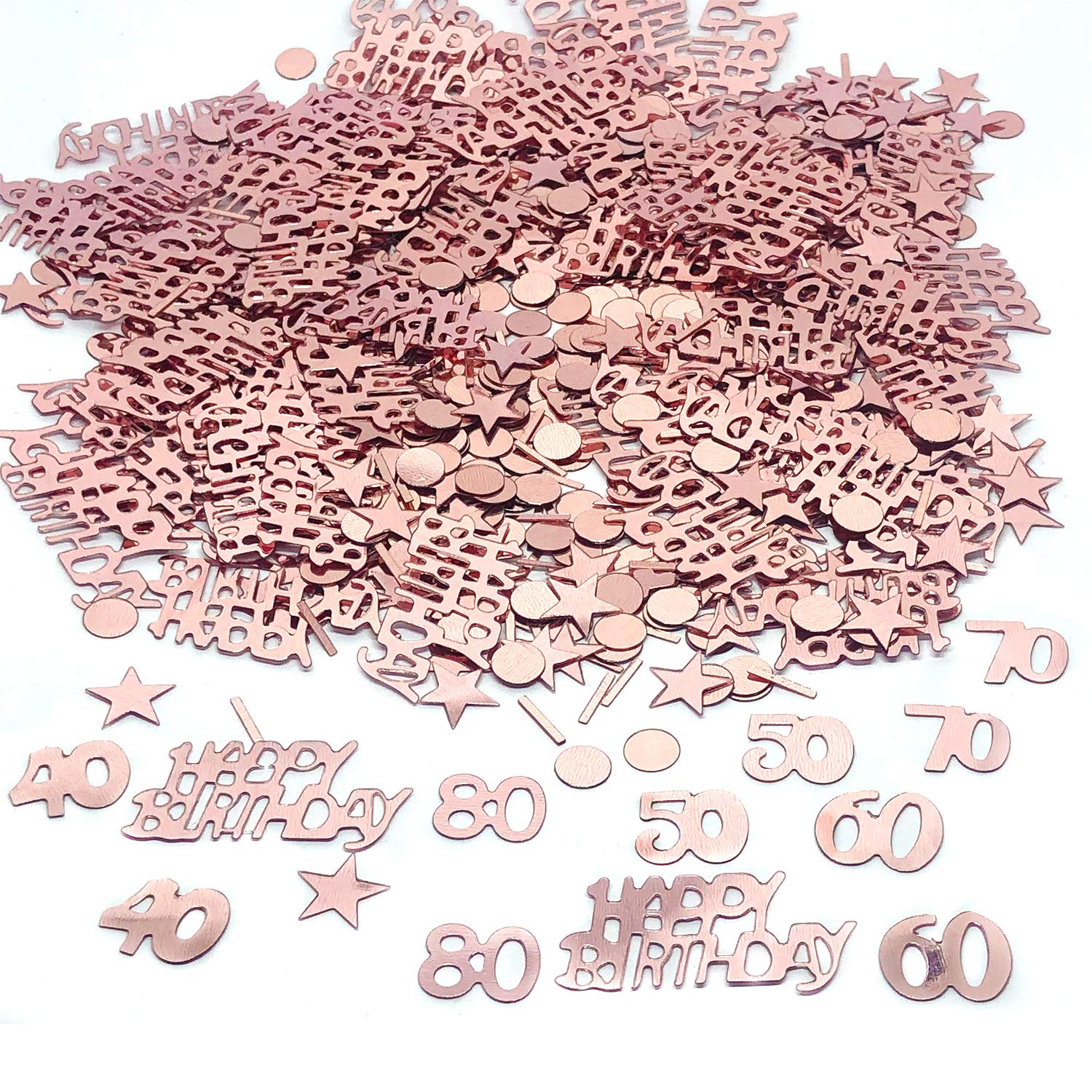 TFYU Happy Birthday Party Table Confetti - Twinkle Stars Foil Metallic Sequins Confetti and Special Events Table Scatters Decorations Confetti Decorations about 700pcs（Rose gold） (60 years old)
