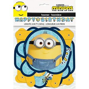 minions 2 blue & yellow "happy birthday" large jointed banner - 7.25" x 10.25" (1 count) - perfect for kids' parties