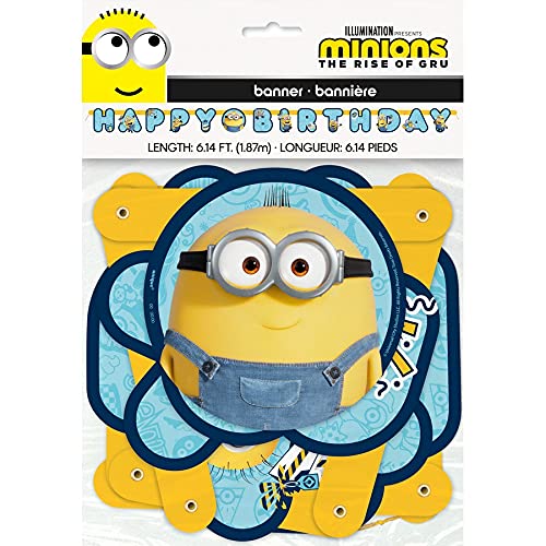 Minions 2 Blue & Yellow "Happy Birthday" Large Jointed Banner - 7.25" x 10.25" (1 Count) - Perfect for Kids' Parties