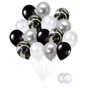 black agate latex balloons white metallic silver black party set(60pcs)12inch latex balloons birthday baby shower wedding office party colorful balloons