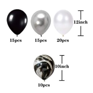 Black Agate Latex Balloons White Metallic Silver Black Party Set(60pcs)12Inch Latex Balloons Birthday Baby Shower Wedding Office Party Colorful Balloons