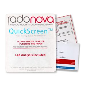 radonova quickscreen home radon test kit - short term charcoal radon detector (2-4 days) reliable accurate readings - epa approved radon home test - lab analysis included - unavailable in new jersey
