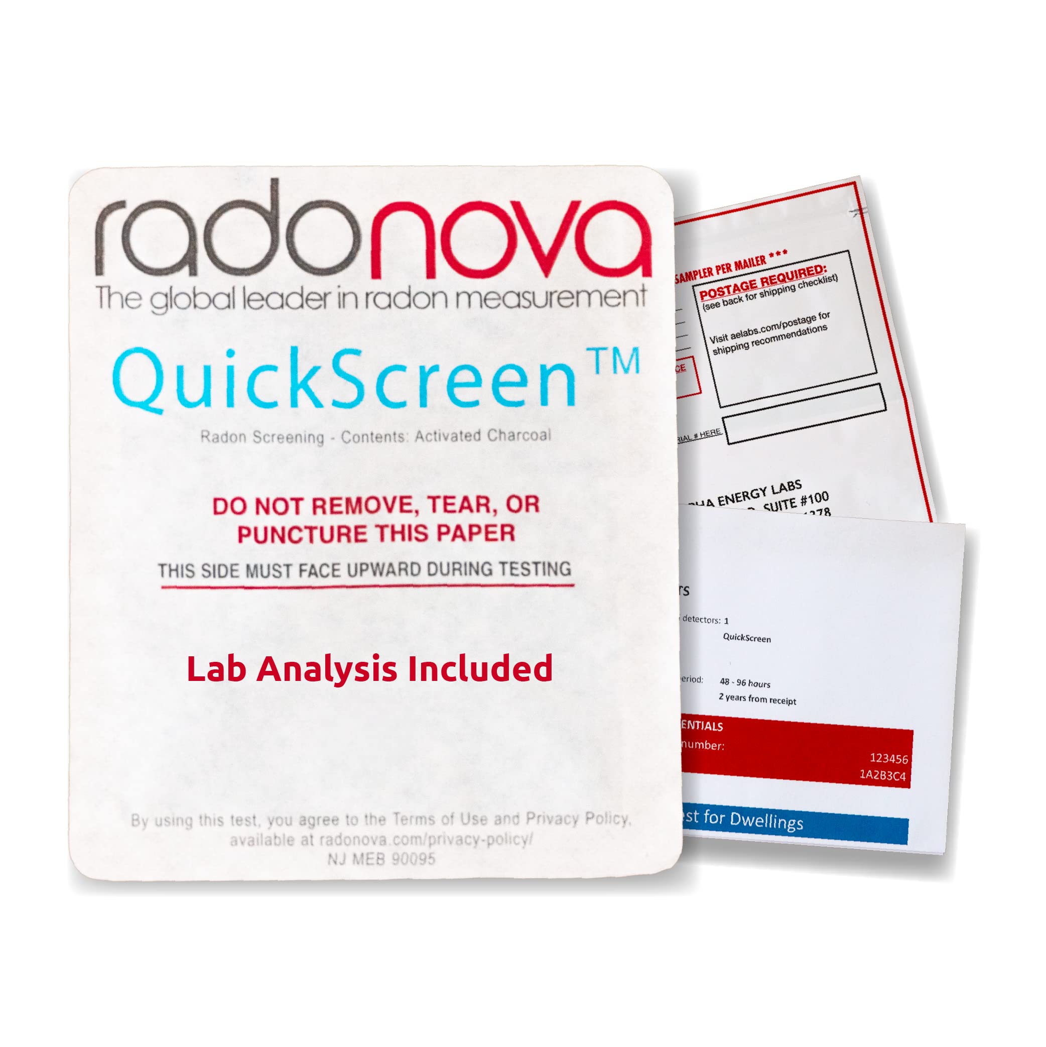 Radonova QuickScreen Home Radon Test Kit - Short Term Charcoal Radon Detector (2-4 Days) Reliable Accurate Readings - EPA Approved Radon Home Test - Lab Analysis Included - Unavailable in New Jersey