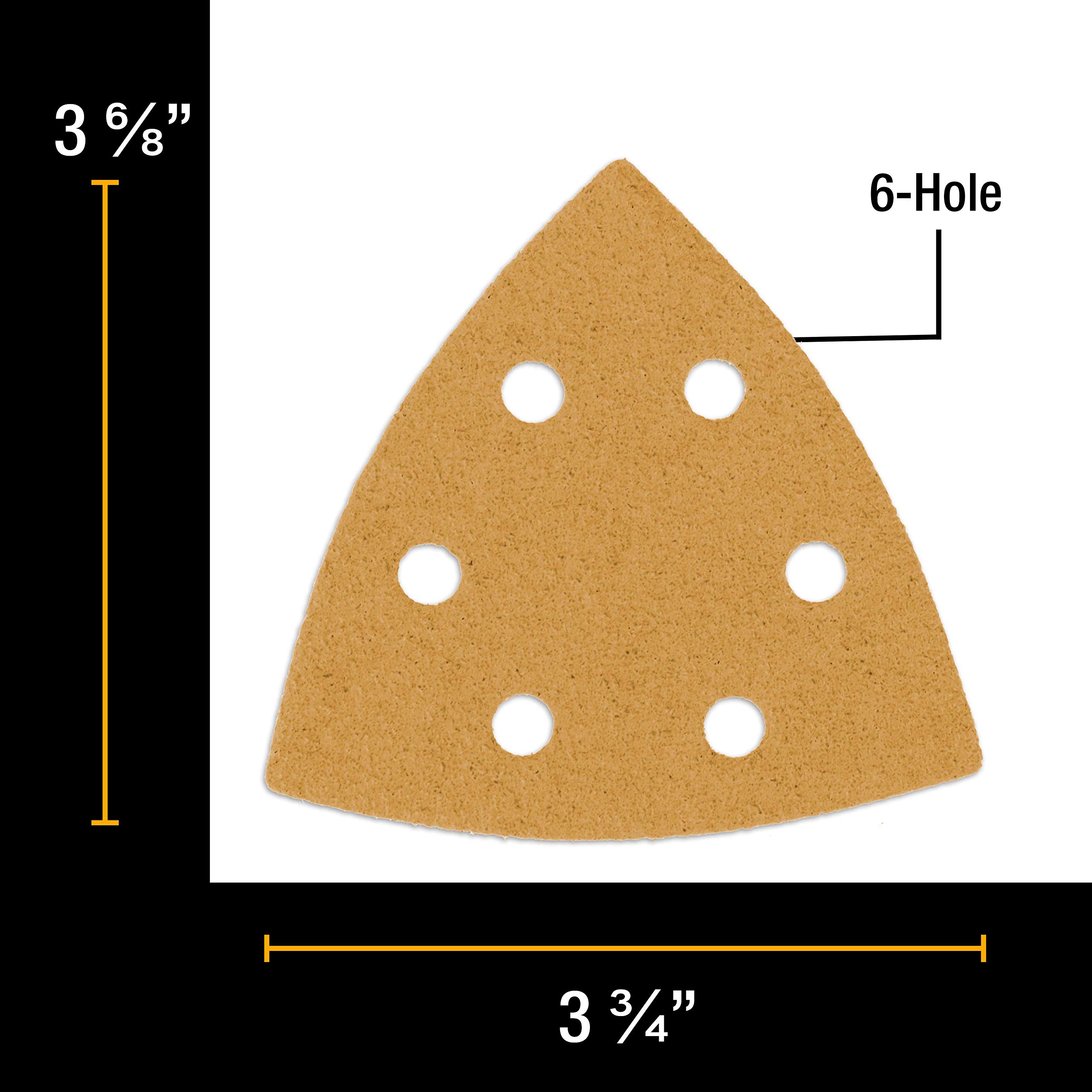 Dura-Gold Premium Triangle Mouse Sanding Sheets Variety Pack - 60, 80, 120, 180, 240, 320 Grit (4 Each, 24 Total), 6 Hole Pattern Hook & Loop Triangular Shaped Sander Discs, Aluminum Oxide Sandpaper