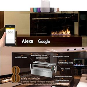 Remote Control Fireplace 180 cm 72'' Black WiFi Google Alexa 20L Bio Ethanol Burner Insert