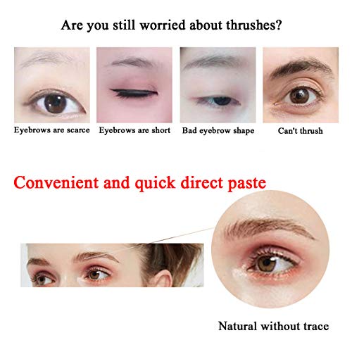 6 Sheets Eyebrow Tattoo Stickers 6D Realistic Stick-On Eyebrow Stencil Shape Waterproof Transfer Eyebrow Decal Quick Makeup Tool (Black)