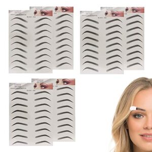 6 sheets eyebrow tattoo stickers 6d realistic stick-on eyebrow stencil shape waterproof transfer eyebrow decal quick makeup tool (black)