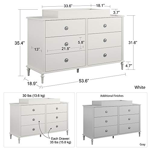 Little Seeds Rowan Valley Arden 6 Drawer Grey Changing Dresser