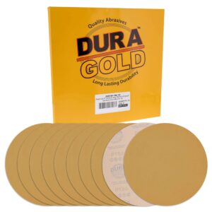 dura-gold premium 9" drywall sanding discs - 180 grit (box of 10) - high-performance sandpaper discs with hook & loop backing, fast cutting aluminum oxide abrasive - for drywall power sander, wood