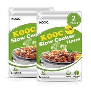[new]kooc premium slow cooker liners and cooking bags, large size fits 4qt to 8.5qt pot, 13"x21" (20 counts), suitable for oval & round pot, bpa free