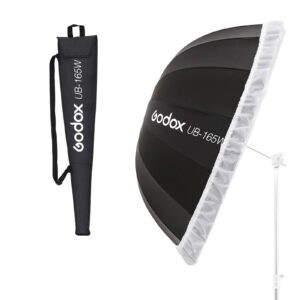 godox ub-165w 65in 165cm parabolic inner white reflec umbrella studio light umbrella with diffuser cover cloth(ub-165w)