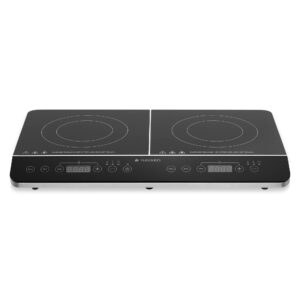 navaris double induction cooktop - portable dual countertop electric stove burner cook-top hot plate with 2 hobs for cooking - 24 x 14 x 3 inches