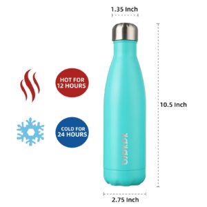 BJPKPK Insulated Water Bottles -17oz/500ml -Stainless Steel Water bottles, Sports water bottles Keep cold for 24 Hours and hot for 12 Hours,BPA Free water bottles, Turquoise