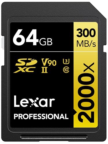 Lexar 128GB Professional 2000x SDXC Memory Card, UHS-II, C10, U3, V90, Full-HD & 8K Video, Up To 300MB/s Read, for DSLR, Cinema-Quality Video Cameras (LSD2000128G-BNNNU)