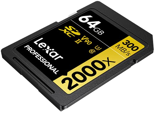 Lexar 128GB Professional 2000x SDXC Memory Card, UHS-II, C10, U3, V90, Full-HD & 8K Video, Up To 300MB/s Read, for DSLR, Cinema-Quality Video Cameras (LSD2000128G-BNNNU)