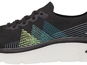 Skechers Women's GO Walk Hyper Burst Knit LACE UP Sneaker, Black/Multi, 8