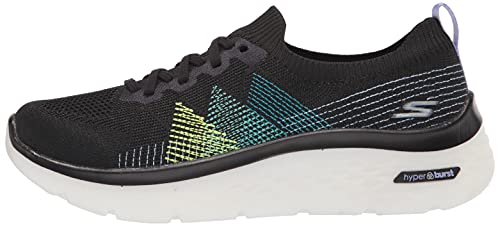 Skechers Women's GO Walk Hyper Burst Knit LACE UP Sneaker, Black/Multi, 8