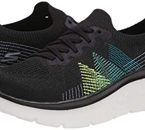 Skechers Women's GO Walk Hyper Burst Knit LACE UP Sneaker, Black/Multi, 8