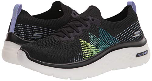 Skechers Women's GO Walk Hyper Burst Knit LACE UP Sneaker, Black/Multi, 8