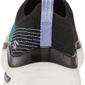 Skechers Women's GO Walk Hyper Burst Knit LACE UP Sneaker, Black/Multi, 8