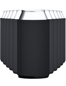 tahoebay slim can cooler sleeves (12-pack) skinny tall cans 12 oz bulk thin seltzer fit sublimation blanks for vinyl plain blank foam beer bottles black white assorted solid set (black)