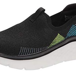 Skechers Women's GO Walk Hyper Burst Knit Slip ON Sneaker, Black/Multi, 7.5