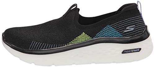 Skechers Women's GO Walk Hyper Burst Knit Slip ON Sneaker, Black/Multi, 7.5