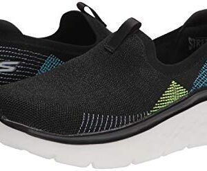 Skechers Women's GO Walk Hyper Burst Knit Slip ON Sneaker, Black/Multi, 7.5