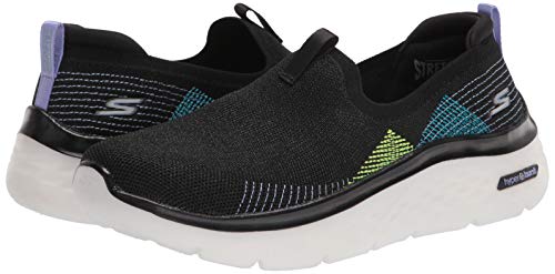 Skechers Women's GO Walk Hyper Burst Knit Slip ON Sneaker, Black/Multi, 7.5